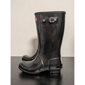 Hunter Original Kids Gloss Black Rain Boots US 3B‎ 4G EU 34 Waterproof